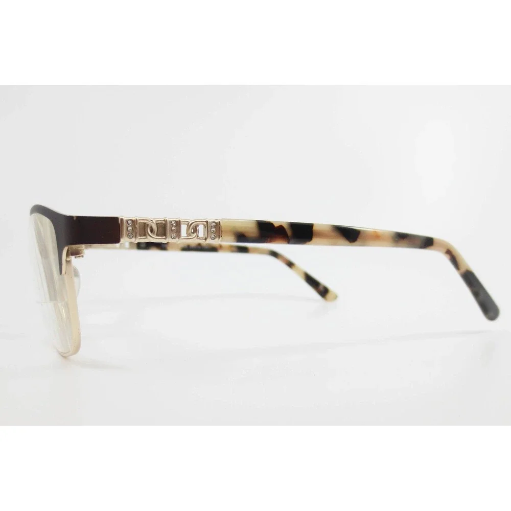 Chelsea Morgan CM 8005 BR/G Brown Gold Tortoise Crystal Eyeglass Frames